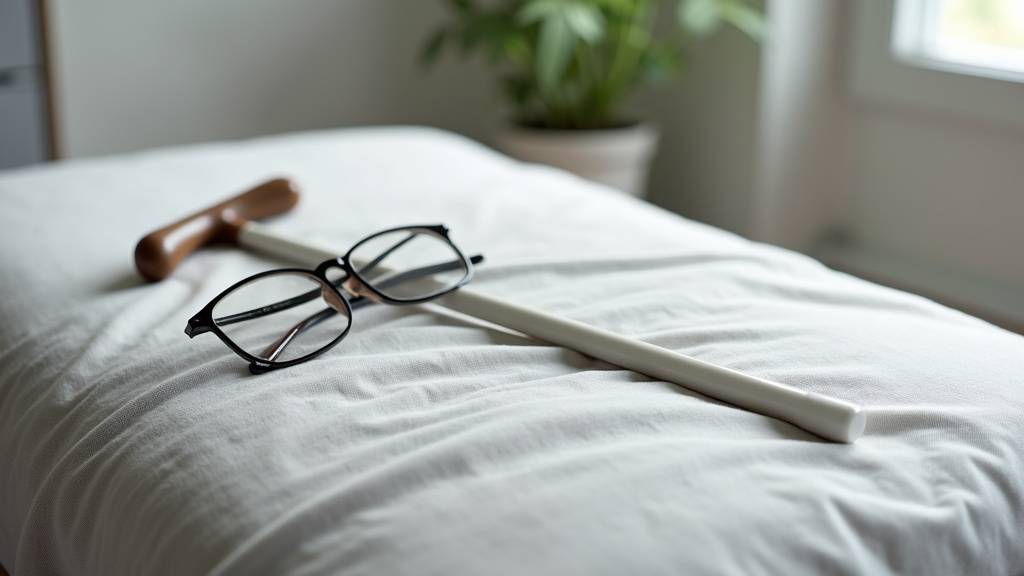 Espace d'aménagement spécifique pour personnes malvoyantes avec contrastes et repères adaptés