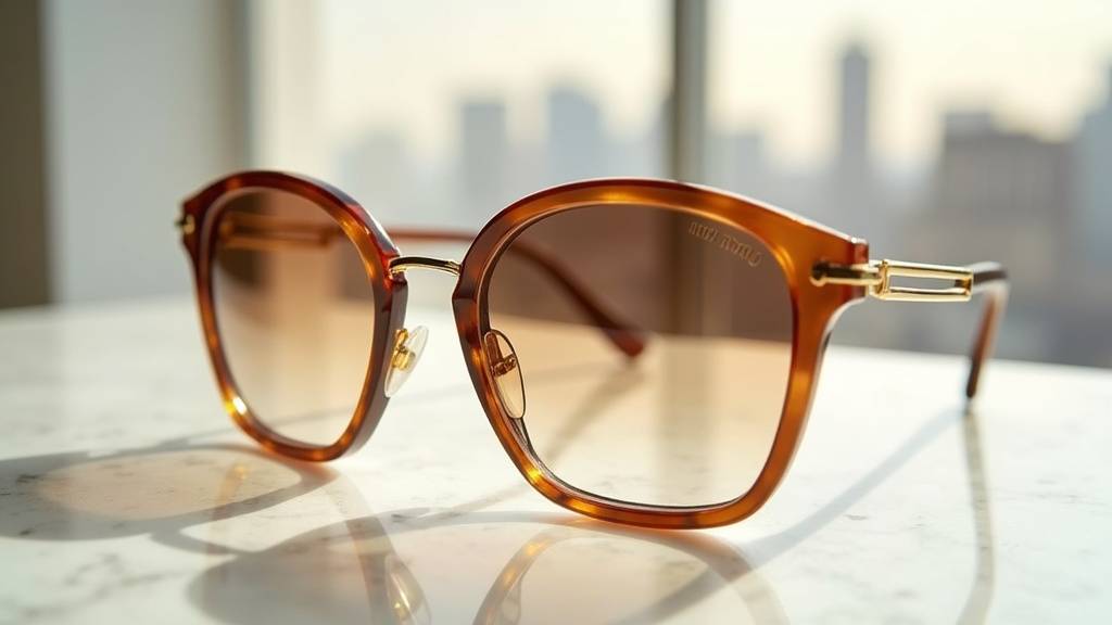 Collection printemps 2026 de lunettes Miu Miu posées sur un fond pastel, illustrant l'élégance féminine et audacieuse de la marque