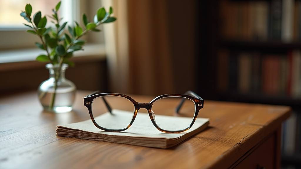 Collection de lunettes William Morris London exposées sur un fond urbain londonien